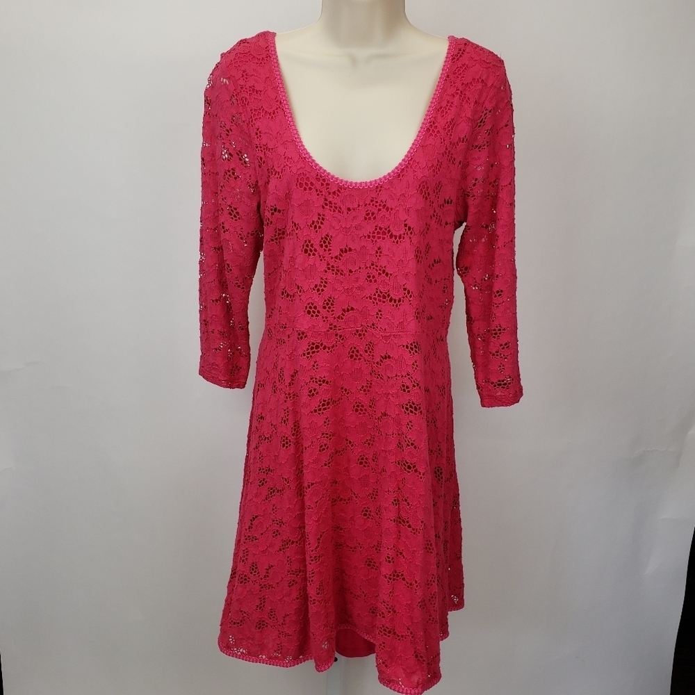 Free People Pink Scoop neck Lace Dress size large